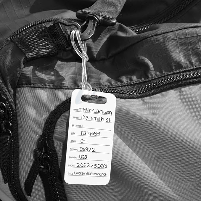 ChalkTalkSPORTS Golf Luggage & Bag Tag | Personalized Crossed Golf Clubs | Standard Lines on Back | Small | Black/Gray
