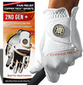Copper Tech Golf Gloves Men Right Handed Golfer or Left Handed Golfer (2nd Gen) | Copper Compression Joint Support Golf Glove (White/White, X-Large, [Right Hand] for Left Handed Golfers)