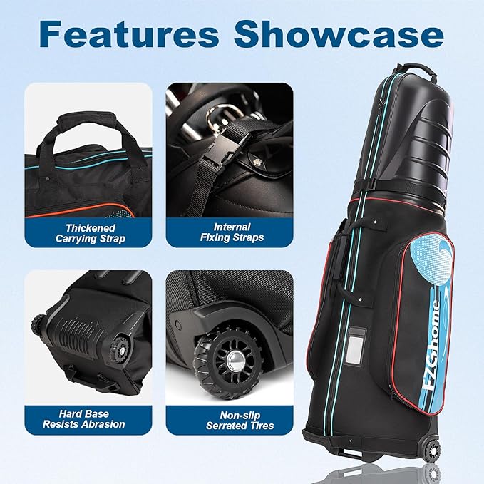 Golf Travel Bags for Airlines with Hard Case Top & Wheels, Hard Shell Top Protect Golf Club, 1680D Heavy Duty Oxford, Wide-Mouth Effortless Packing, Lightweight
