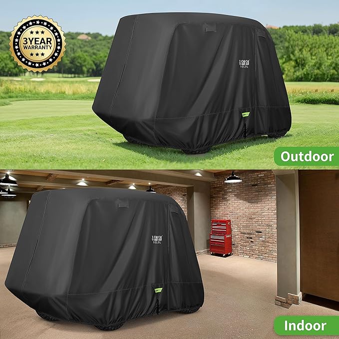 10L0L Heavy Duty 650D Golf Cart Cover for 2/4/6 Passengers EZGO, Club Car and Yamaha, All Weather Outdoor Protection Weatherproof