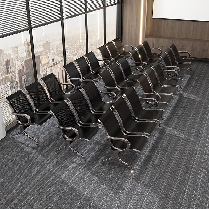 Waiting Room Chair Bench - 5-Seat Waiting Room Bench with Arms Airport Reception Bench Guest Reception Chairs Lobby Bench Waiting Area for Airport Market Bank Hospital School, Black