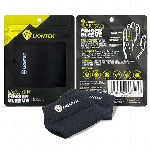 LIONTEK Double Flow Finger Sleeve V3 Pair — Joint Support & Compression for Activity, BJJ, Fitness, Volleyball, Basketball, and More