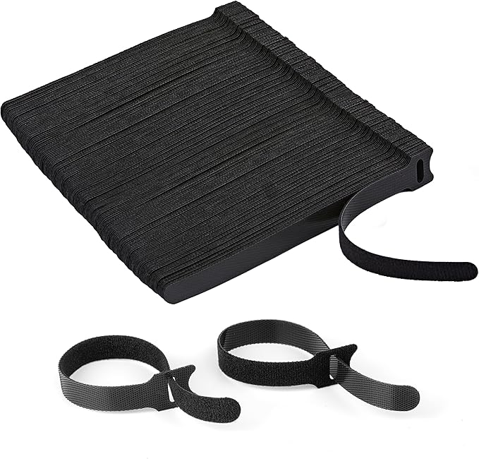 180PCS Reusable Cable Ties with Hook and Loop, Multi-purpose Adjustable 8 Inch Cable Management Wire Ties Cable Straps for Organizing Home, Office and Data Centers, Black