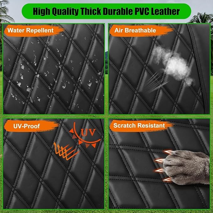 Club Car DS Seat Covers, Golf Cart Seat Covers for Club Car DS OEM Ordinary Seat-Thick Premium Marine Leather Custom Diamond Comfortable/Anti-Scratch/Anti-Fading/Easy to Install