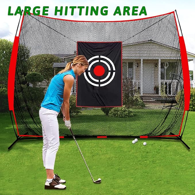 Kapler Golf Practice Hitting Net - 12X10FT Portable Driving Nets with Steel Frame and Target for Backyard Indoor Outdoor Swing Use - Gifts for Golfing Lovers
