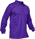 MAGCOMSEN Men's Polo Shirts 3 Button Quick Dry Performance Long Sleeve Tactical Shirts Pique Jersey Golf Shirt
