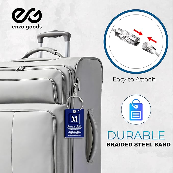 Personalized Luggage Tag | Custom Luggage Tags for Suitcases | Kids Backpack Tag | 10 Color Options & Choose Font, Font Color