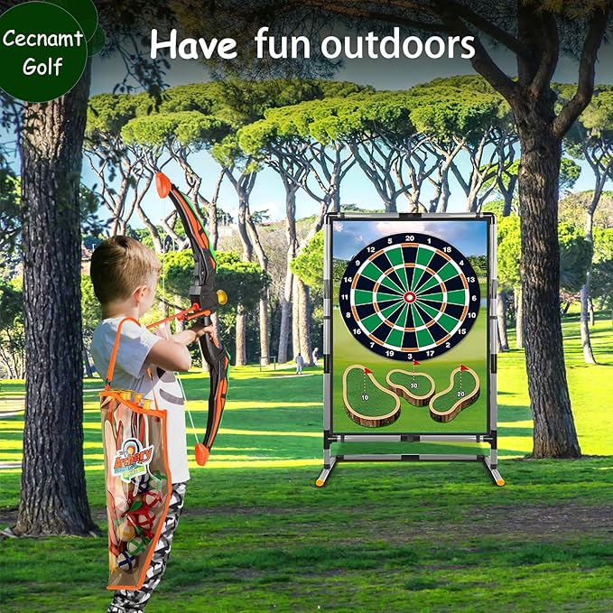 Golf Chipping Game - Battle Golf with Double-Sided Hitting Mat & Stand, Chip Sticky Practice Game for Adults & Kids, Indoor & Outdoor