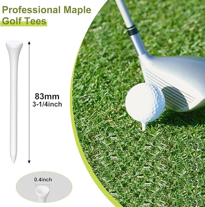 Vinsot Wood Golf Tees Bulk 3-1/4 Inch Unbreakable Long Colored Tall Golf Tees for Men Women Kids Balls Game