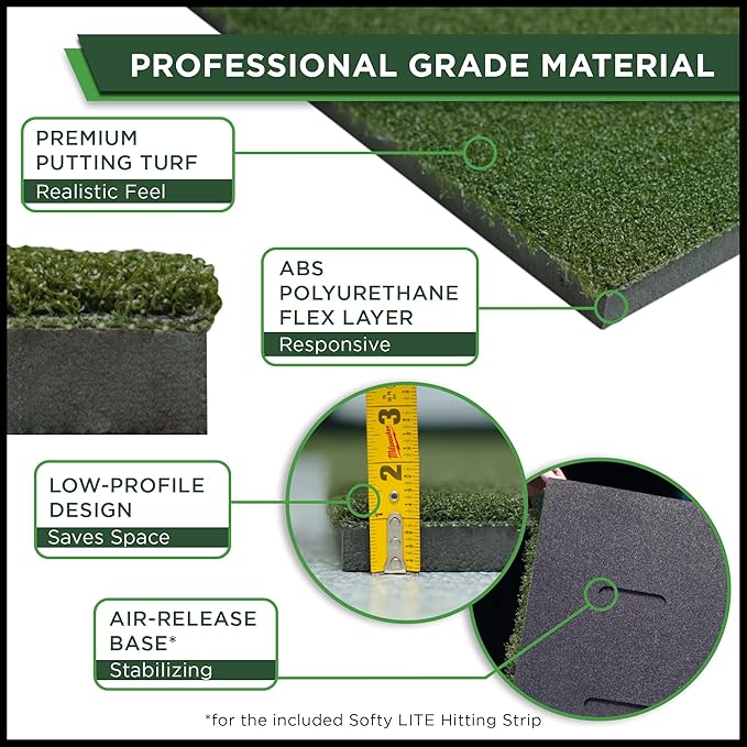 SIGPRO Softy LITE Golf Mat - Lightweight, Space-Saving, Professional-Grade Practice Mat, Realistic Fairway Feel - Replaceable Hitting Strip, Responsive Cushioning & Joint-Friendly
