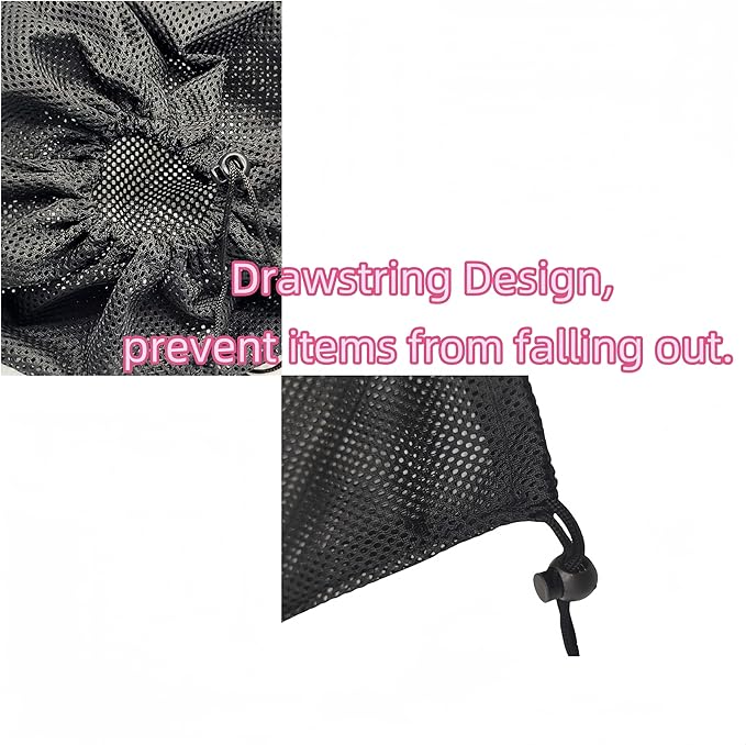 6 Pcs Mesh Bags Drawstring 11.8" x 7.5" Small Golf Ball Mesh Bag, Nylon Sports Net Bag Multipurpose for Golf Stuff Balls, Tennis ball and Travel