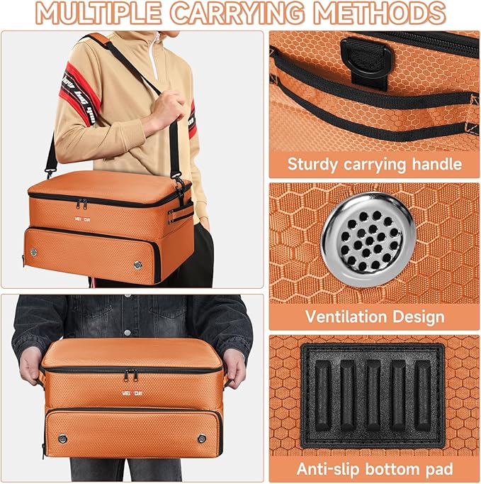 ANILD Golf Trunk Organizer, 2 Layer Golf Storage Case with Separate Ventilated Compartment for 2 Pair Shoes, for Balls, Tees, Clothes, Gloves, Accessories, Golfer Gifts