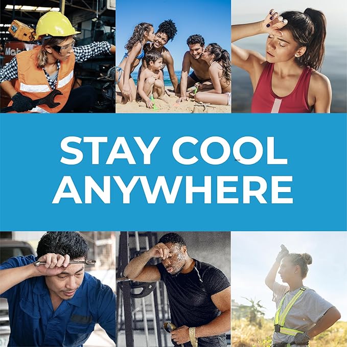 SHAKEitCOOL Original Cooling Towel – Be Cool in Style - Heat Relief, Soft, Lightweight, Sun Protection, Easy Clean - Perfect for Biking, Running, Yoga, Gym, Gardening - Black Tread