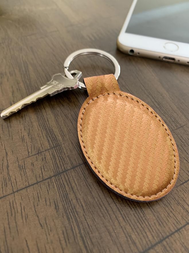 LaserGram Oval Keychain, Sunflowers, Personalized Engraving Included