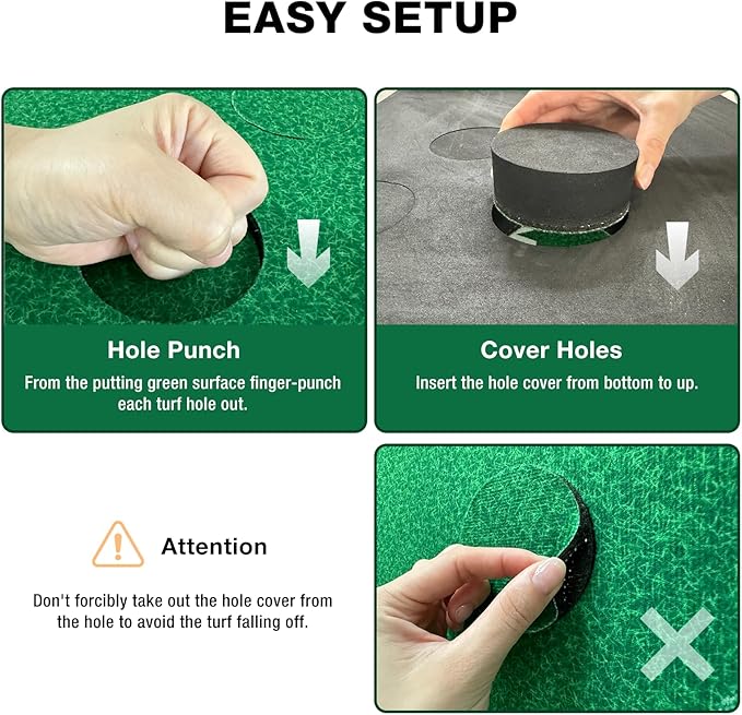 Wekin Indoor Putting Green Mat with 2 Putters, 2 Balls,12 Hole Covers, Golf Training Mat for Party Game, Great Gifts for Men