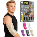 BLITZU Elbow Compression Sleeve for Tendonitis 2 Pack, Tennis Elbow Brace Support for Men and Women Golfers Elbow Pain Relief, Arthritis, Bursitis, Arm Brace for Workout, Weightlifting Nude M