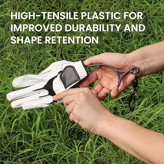 FINGER TEN Golf Gloves Stretcher Universal with Strong Magnetic Carabiner Clip 2 Pack, Durable Glove Support Plastic Holder Hanger Keeper Dryer, Size Large XL for Men Women