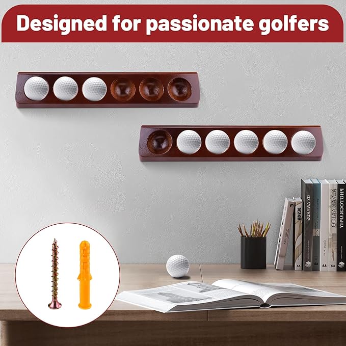 Wooden Golf Ball Display Case Wall Mount, 12 Standard Golf Balls Display Holder Stand, Wall&Desktop Golf Balls Decor Rack, Sport Memorabilia Collectibles, Gift for Golf Enthusiasts