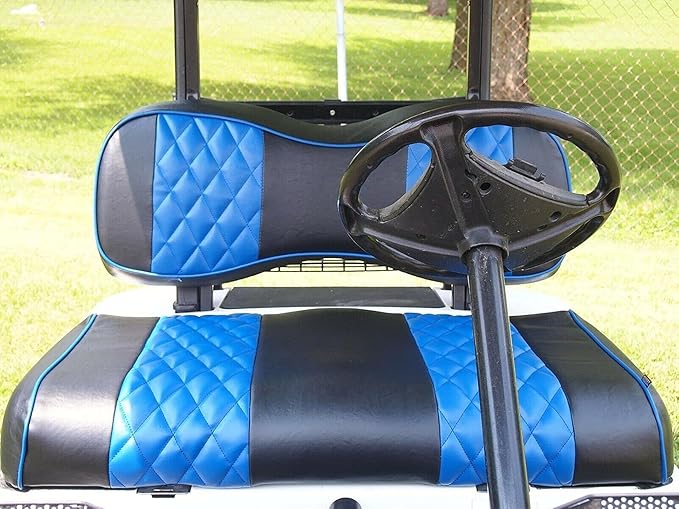 Huskey Parts Company Blue Black Golf Cart Front Seat Covers 2 PCS Compatible with Yamaha G29 Drive 2007+，Drive 2