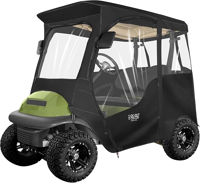 10L0L 2 Passenger Golf Cart Driving Enclosure for Club Car Precedent/Onward/Tempo, 4-Sided Clear Window 600D Rain Cover All Weather Windproof Waterproof