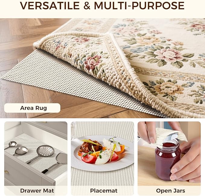 BAGAIL BASICS 2.5 x 13 FT Rug Pad Gripper for Hardwood Floors, Non Slip Rug Pads for Area Rugs, Extra Thick Under Rug Padding, Protect Your Rugs & Floors