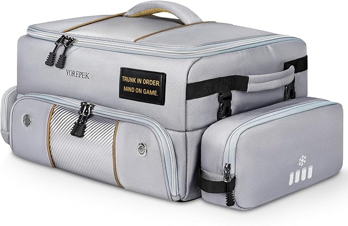 YOREPEK Upgraded Golf Trunk Organizer, Christmas Gifts for Golfers, with Removable Insulated Pouch&Dust-Proof Protective Layer, Multi-Compartment fits 2 Pairs of Shoes, Golf Accessories