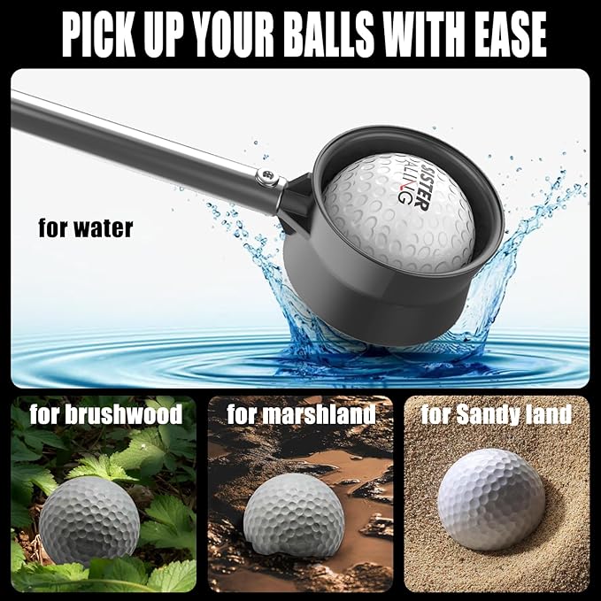 9ft/12ft Water Telescopic Golf Ball Retriever，Classic and Durable Stainless Steel Picker Upper, The Best Accessory Gift for Men and Women Golfers.