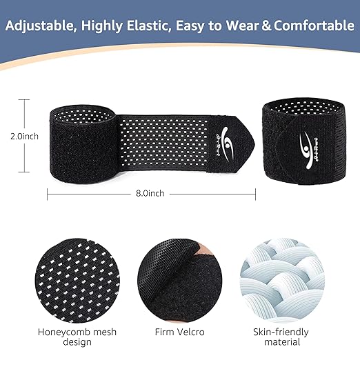 HiRui Wrist Compression Wraps, Wrist Brace Wrist Support for Sports, Mouse Hand, Mother's Hand, Carpal Tunnel Arthritis, Tendonitis - Premium Elastic & Breathable Mesh Fabric (Black, Medium)