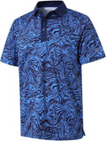 Golf Shirts for Men Dry Fit Short Sleeve Print Performance Moisture Wicking Polo Shirt