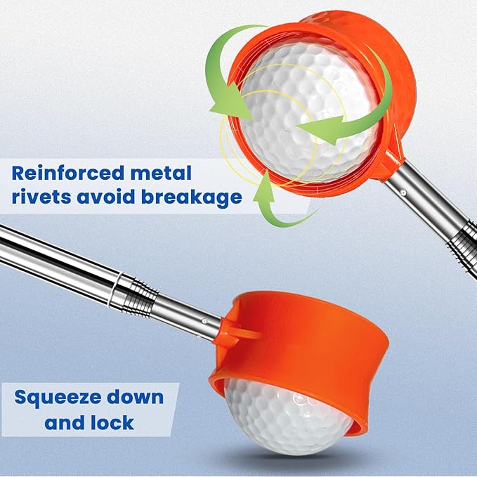 Golf Ball Retriever, Max 5.9 Ft Lightweight and Portable Golf Ball Retriever Telescopic, Stainless Golf Ball Grabber with Anti-Slip Handle, Golf Accessories Gifts for Men Women
