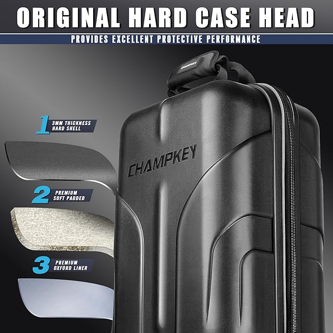 CHAMPKEY Professional Golf Travel Bags for Airlines with Password Lock - Hard Case Golf Travel Bag with Support Pole and Oversized Wheels