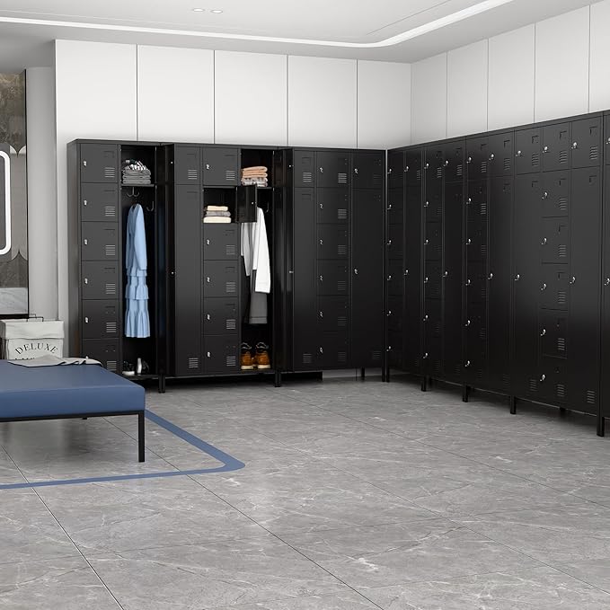 METAN Metal Locker for School Office Gym Bedroom, 10 Doors Steel Storage Locker Cabinet for Employees, Industrial Storage Locker, Assembly Required (Black)