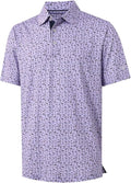 M MAELREG Mens Golf Shirt Short Sleeve Dry Fit Print Moisture Wicking Performance Patterns Collared Polo Shirt