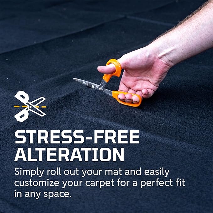 AutoFloorGuard AFG8018 17 Foot x 7.3 Foot Golf Cart Medium Size Garage Carpet Containment Mat with Stay-Put Corners and Anti-Slip Backing, Black