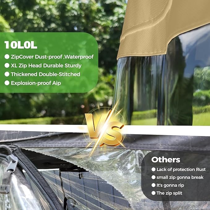 10L0L Universal Golf Cart Enclosure 86.6in 4 Passenger Fit for Yamaha Club Car EZGO TXT RXV, Waterproof Windproof Snowproof Portable Transparent 4 Sided Driving Cover