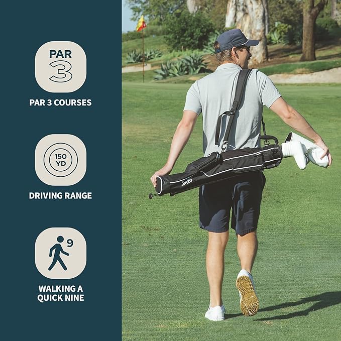 The Original Lightweight Sunday Golf Bag with Stand – Easy to Carry, Durable Pitch & Putt Bag for Driving Range, Par 3 & Executive Courses