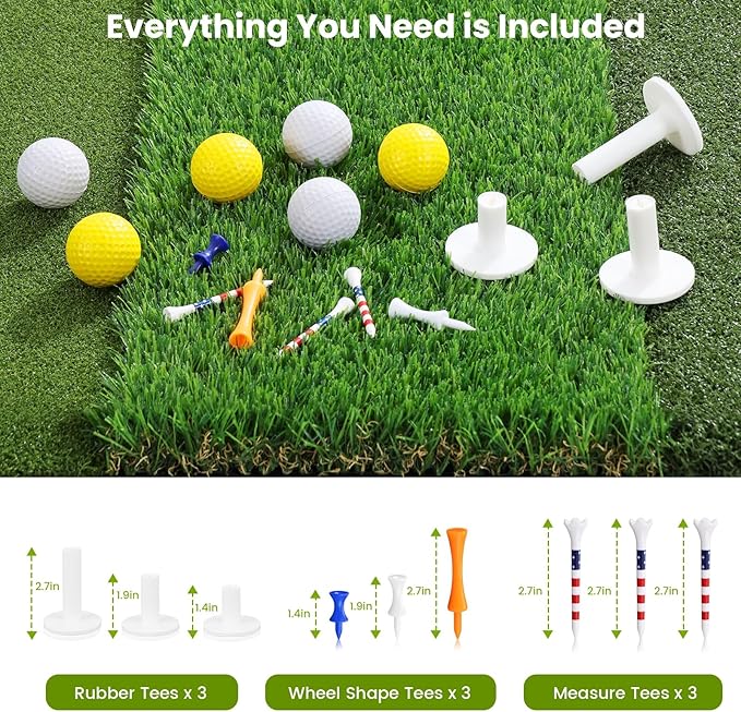 Golf Mat, 5x4ft & 6x4ft Extra Large Integrated Tri-Turf Golf Hitting Mats Practice Outdoor & Indoor, Premium 26mm Thick Durable Artificial Turf Matt for Backyard Training Driving Chipping, Swinging