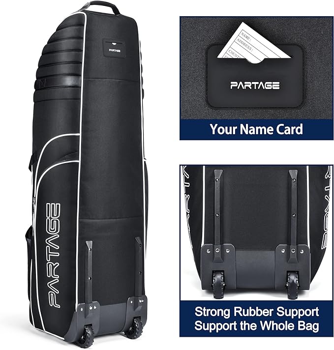 Partage Golf Travel Bag with Wheels, Golf Travel Case for Airlines, 900D Heavy Duty Oxford -Black