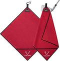 Magnetic Golf Towel for Bag 18" x 18" with Clip Exclusive Cleaning Pocket Microfiber Waffle Ultra Absorbent Club Ball Cleaner Essential Golf Accessories and Gifts for Men Women(Red 1 Pack)