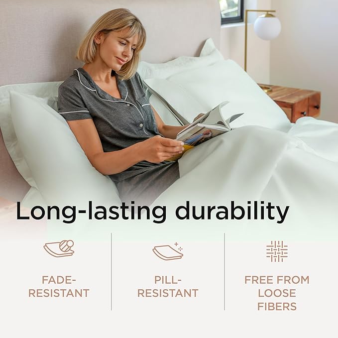 Threadmill Queen Sheet Set | 800 Thread Count Queen Bed Sheets for Queen Mattress with 16” Deep Pocket | Sateen Weave, Better Than Egyptian Cotton, 4-Piece Bedding Set with Cooling Effect | Seaglass