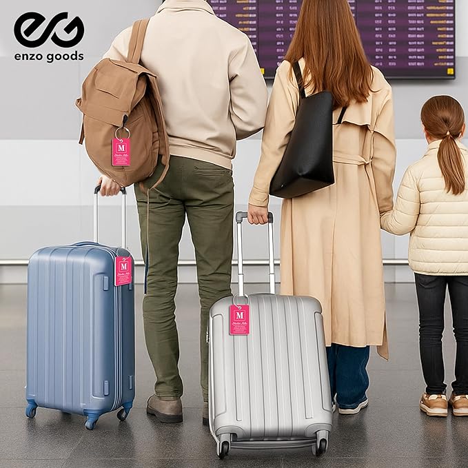 Personalized Luggage Tag | 6 Pack | Custom Luggage Tags for Suitcases | Kids Backpack Tag | 10 Color Options & Choose Font, Font Color