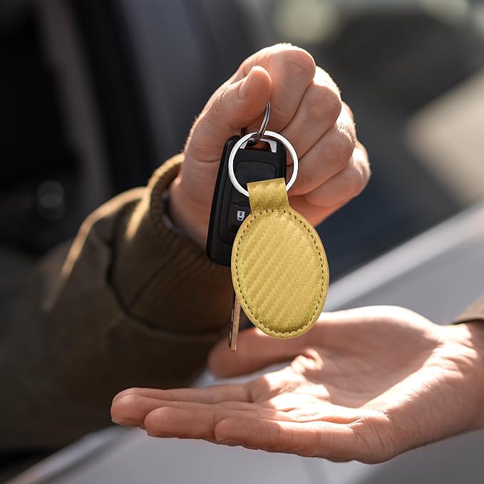 LaserGram Oval Keychain, Golf Ball, Personalized Engraving Included (Carbon Fiber Gold)