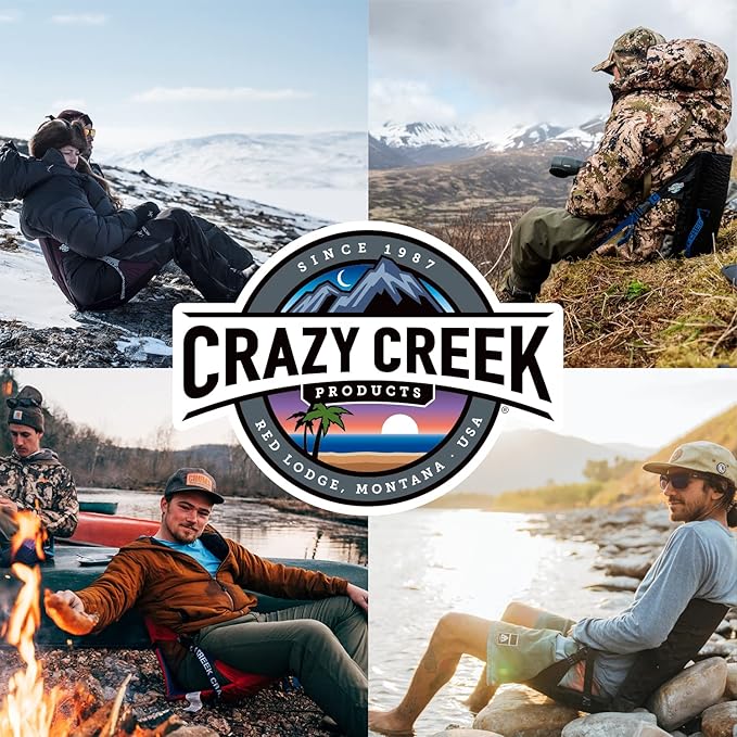Crazy Creek HEX 2.0 PowerLounger for Day Hiking & Backpacking Trips, 250 LBS Weight Capacity, Adjustable Straps, Compact Design, Water-Resistant Olive/Slate