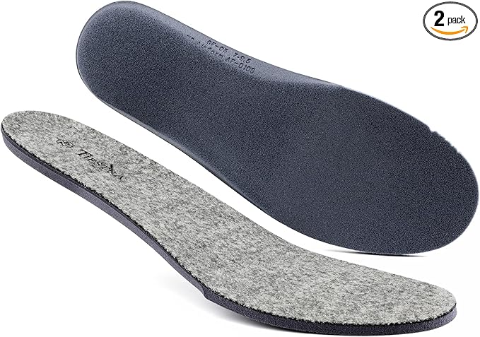 Thick Merino Wool Insoles for Women Fur Fleece Shoes Inserts Memory Foam Cushion Comfort Warm Sheepskin Insoles for Winter Snow Boots Slippers Grey 38EU,US7