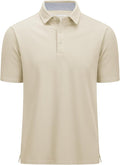 MAGCOMSEN Men's Polo Shirts Short Sleeve Cotton Pique 3 Button Classic Fit Casual T-Shirt Performance Golf Shirts