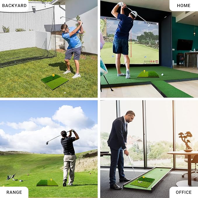 Foldable Golf Hitting Mat Dual-Turf Golf Practice Mat Portable Design Fairway and Rough Grass Surfaces Ideal for Backyard Office and Travel Swing & Chipping Practice