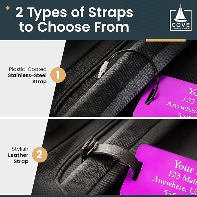Two Custom Engraved Aluminum Luggage Tags (Blue)