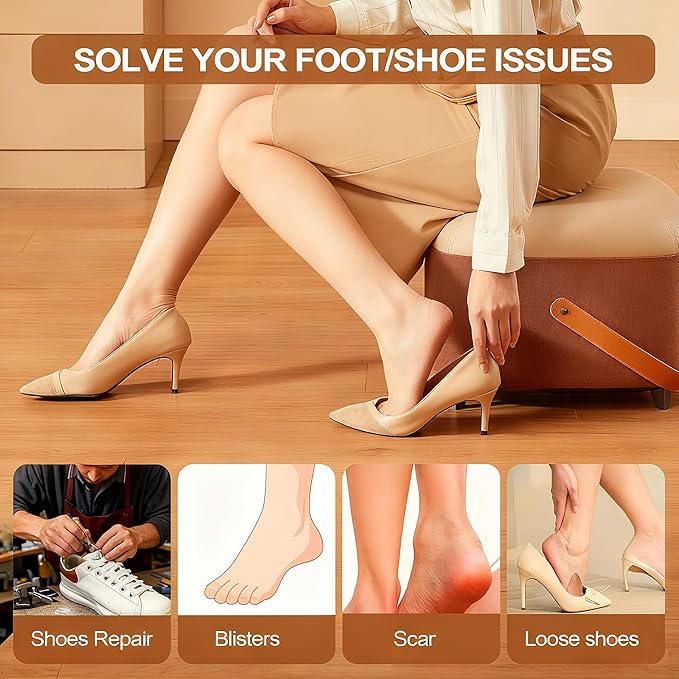 6 Pairs Heel Pads Cushion Inserts for Loose Shoes, Heel Grips & Liners for Men Women – Protectors Against Blisters, Heel Pain, Slipping & Friction(Black + Beige)