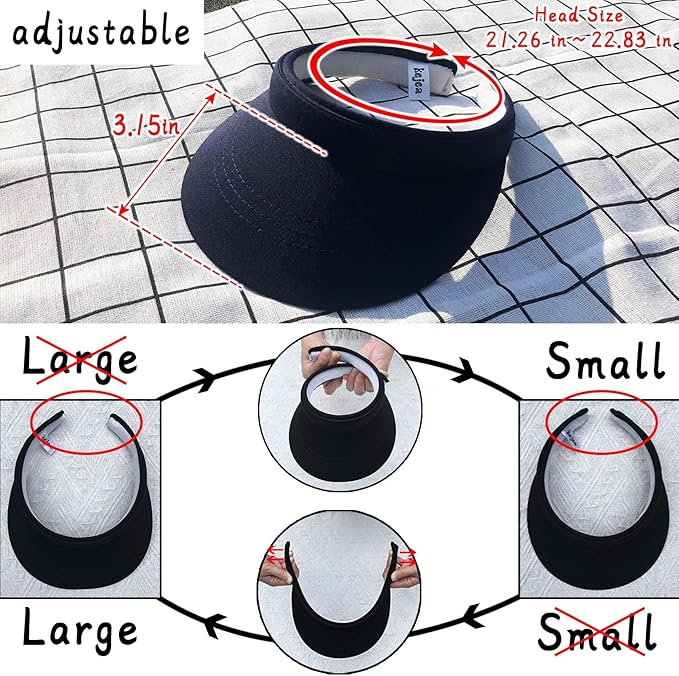 2 Pack Visor Women Men Sun Hat Clip On Visors Adjustable Sport Wide Brim Cap