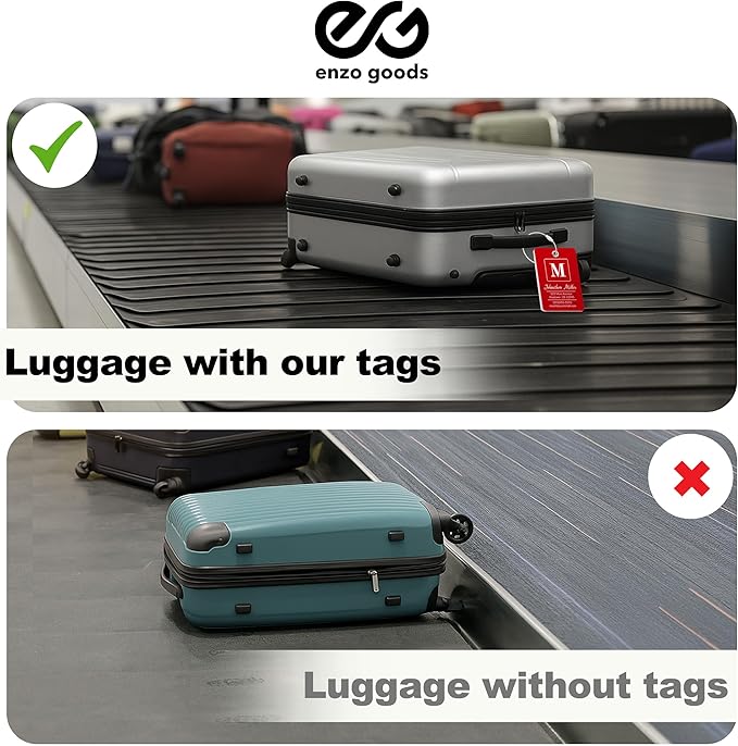 Personalized Luggage Tag | 10 Pack | Custom Luggage Tags for Suitcases | Kids Backpack Tag | 10 Color Options & Choose Font, Font Color